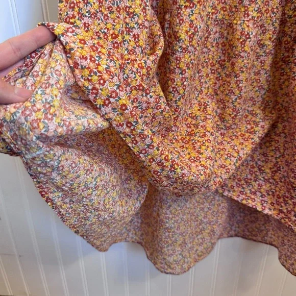 MINKPINK Floral High Low Puff Sleeve Square Neck Dress 100% Cotton Size Medium - Picture 8 of 14